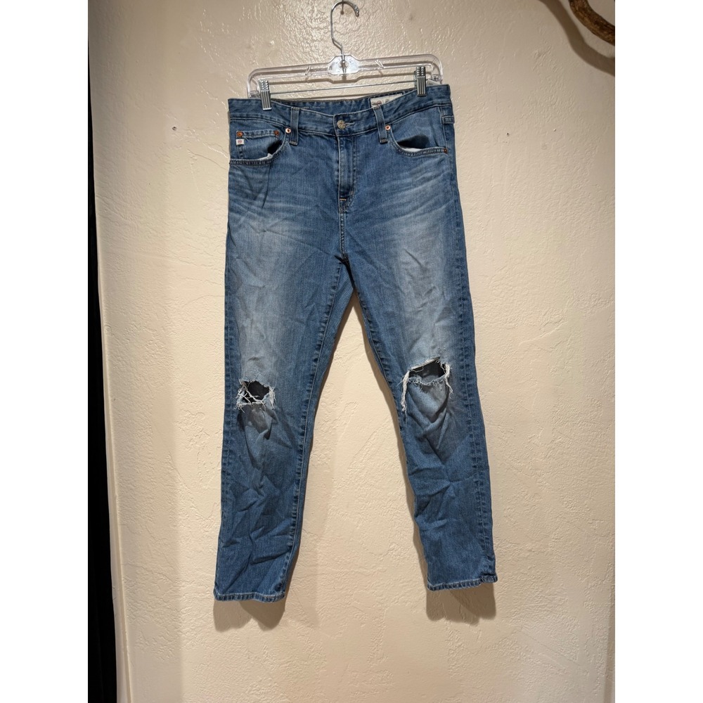 AG Adriano Goldschmied AG-ED Denim Distressed Straight Jeans Blue 28R‎